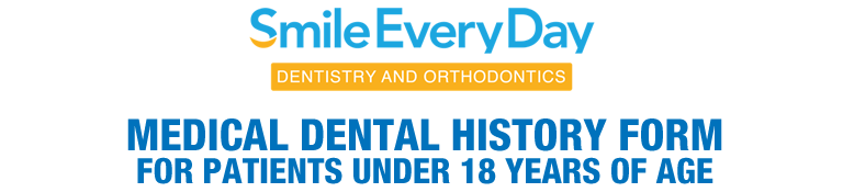 Medical Dental History Form For Patients Under 18
